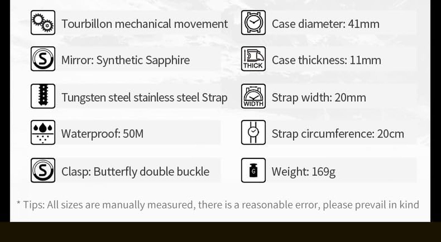 Reloj automático de lujo estilo esqueleto para hombre, resistente al agua, con cristal zafiro y diseño elegante.