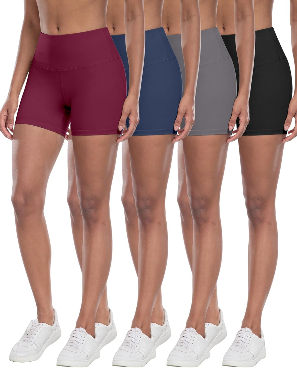 Shorts de ciclista de spandex para mujer, cintura alta, suaves y cómodos. Ideales para yoga, gym y entrenamiento.
