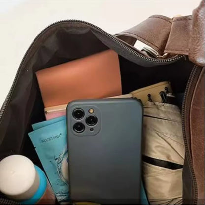 Bolso tote vintage de cuero PU para mujer, elegante y casual, gran capacidad, estilo Maillard y opción de uso cruzado.