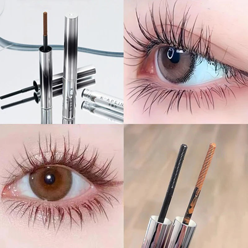 Máscara de Pestañas Ultra-Fina con Cepillo Pequeño – Alargadora Negra 3D, Extensión de Pestañas, Fórmula de Larga Duración, Color Marrón Intenso