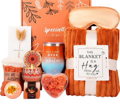 Cozy Fall Gift Box for Women - Elegant Spa Set with Candle, Perfect for Halloween, Birthdays, and Thanksgiving подарки