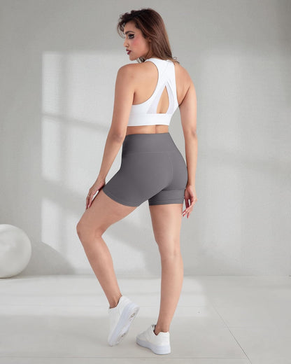 Shorts de ciclista de spandex para mujer, cintura alta, suaves y cómodos. Ideales para yoga, gym y entrenamiento.