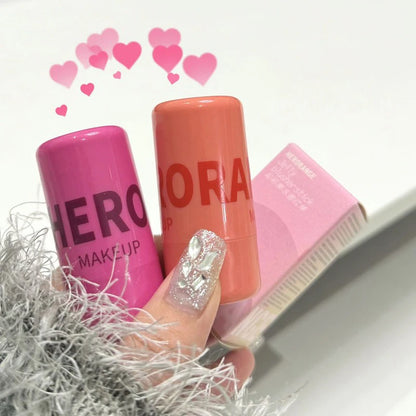 Rubor en Barra Jelly de Fresa – Iluminador de Mejillas Efecto Gelatina, Colorete Dual para Labios y Mejillas, Tinte Rojo Waterproof de Larga Duración