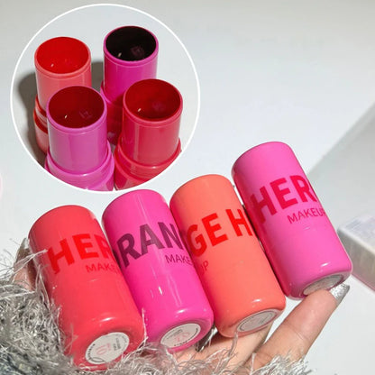 Rubor en Barra Jelly de Fresa – Iluminador de Mejillas Efecto Gelatina, Colorete Dual para Labios y Mejillas, Tinte Rojo Waterproof de Larga Duración