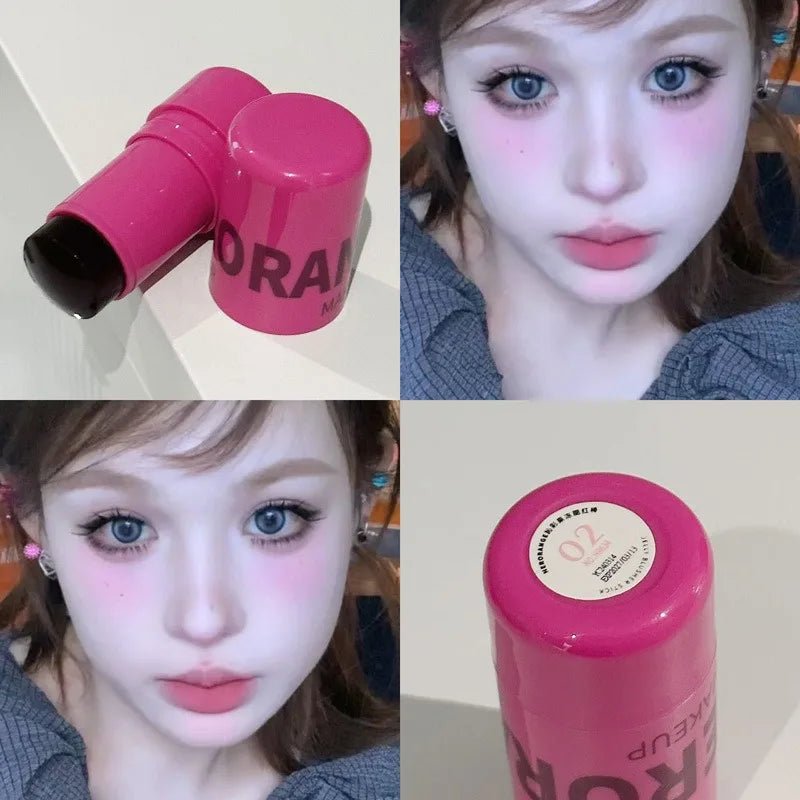 Rubor en Barra Jelly de Fresa – Iluminador de Mejillas Efecto Gelatina, Colorete Dual para Labios y Mejillas, Tinte Rojo Waterproof de Larga Duración