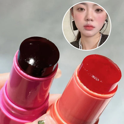 Rubor en Barra Jelly de Fresa – Iluminador de Mejillas Efecto Gelatina, Colorete Dual para Labios y Mejillas, Tinte Rojo Waterproof de Larga Duración
